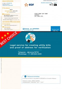 France EDF Electricity bill Sample Fake utility bill